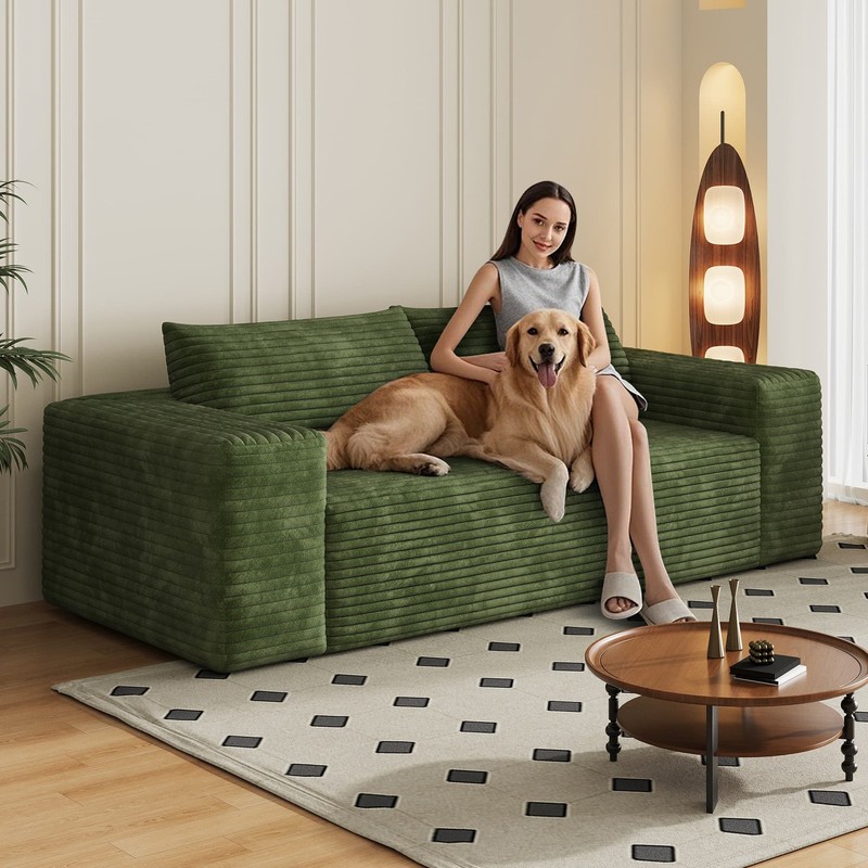 78.8" Boneless Cloud Loveseat Couch Deep Seat Sofa No-Assembly Plush Corduroy gallery