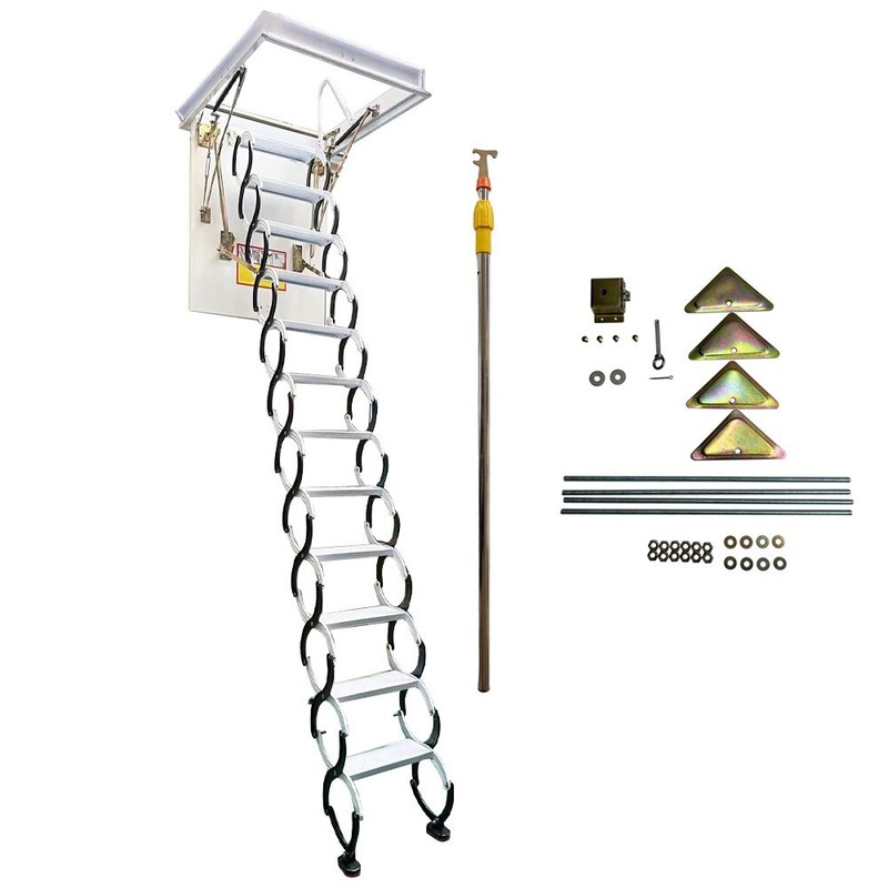 Attic Ladder Attic Pull Down Ceiling Ladder Access Stairs Carbon Steel Folding gallery