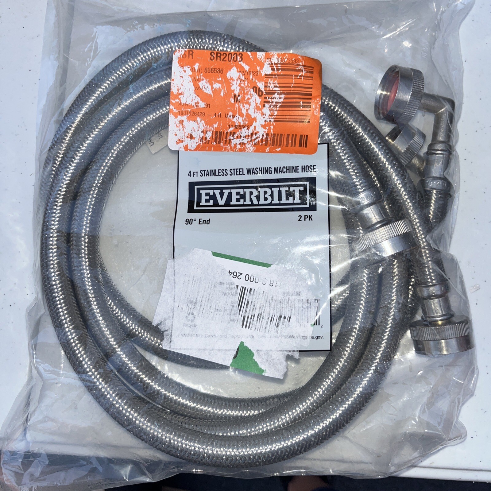 2 Everbilt Stainless Washing Machine Hoses 4 Ft 90 Degree End gallery