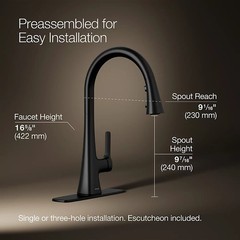 Kohler Guild Pull-down Kitchen Sink Faucet Matte Black R33912-BL 3fun Sprayhead