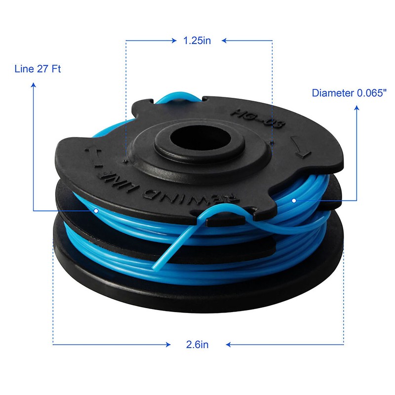 For Greenworks Trimmer Spool Replacement 27ft 0.065 inch (6Pack+2 Cap) gallery