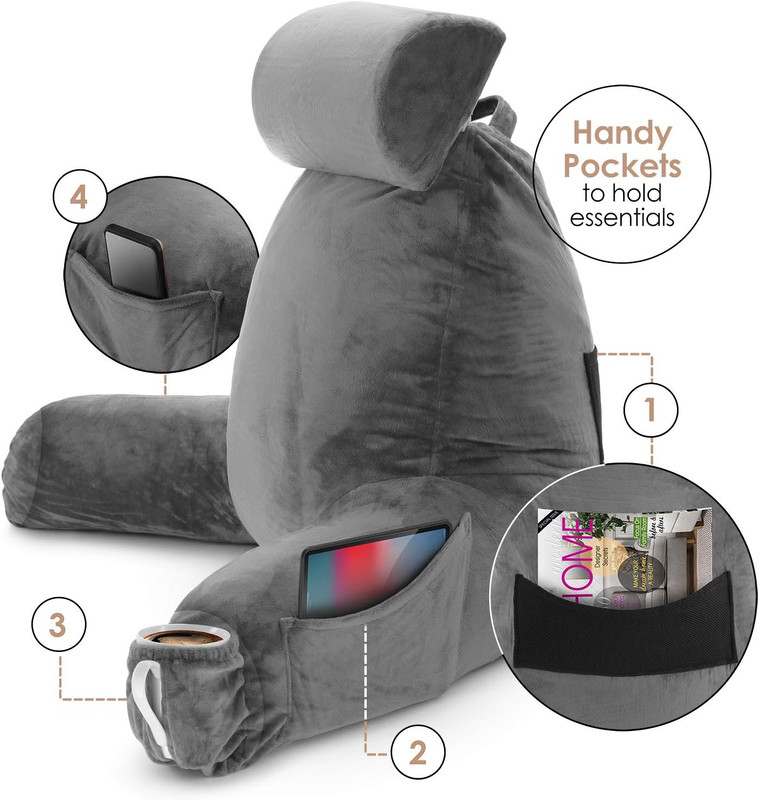 Reading Pillow with Shredded Memory Foam Includes 2 Neck and Lumber Support Pill gallery