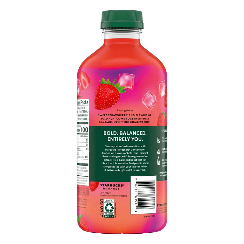 Starbucks Refreshers Concentrate Strawberry Acai, Refreshing Drink, Cold 32fl oz gallery