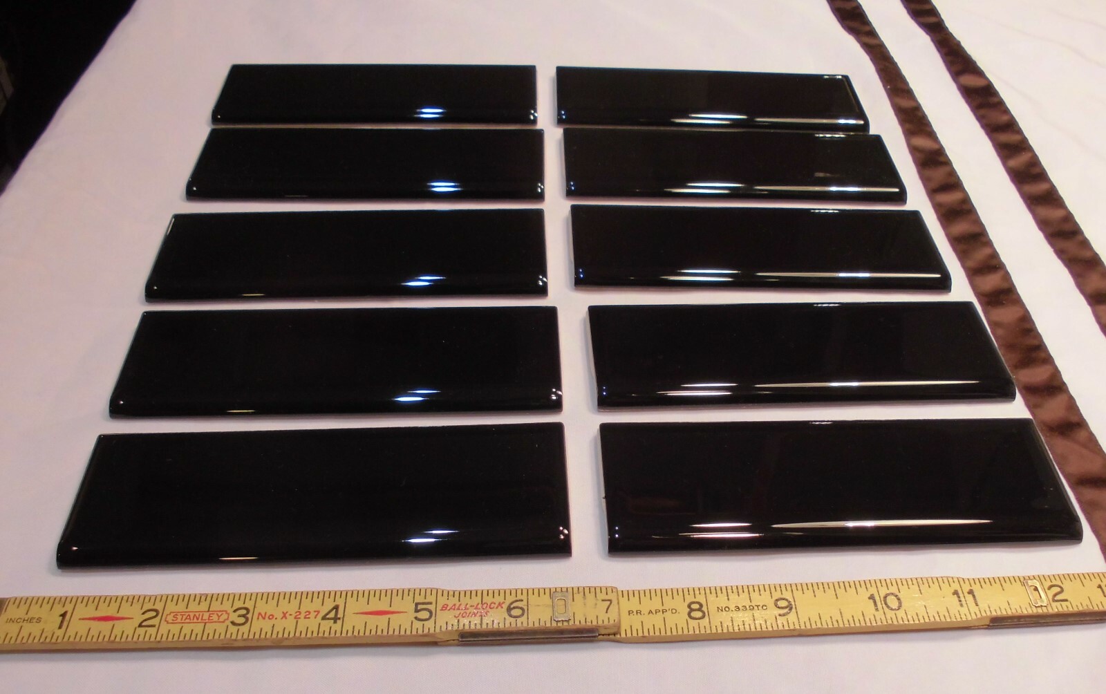 Black 2" x 6" Ceramic Tile Bullnose Trim Edge 2" x 6" Box 10 Piece, Glossy, Mint gallery