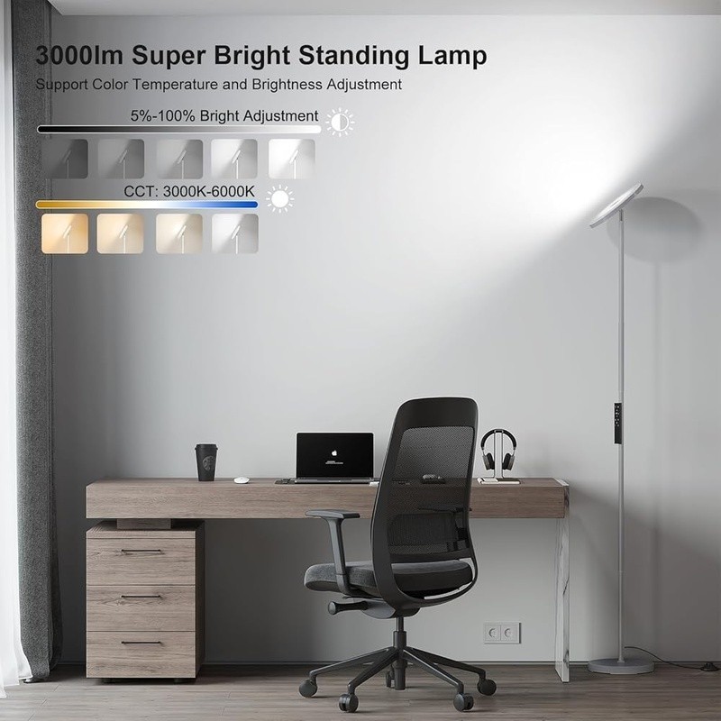 Dimmable LED Floor Lamp Remote Control Adjustable Brightness Night Light Reading gallery