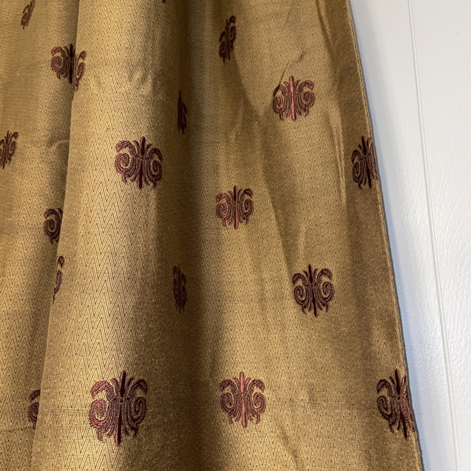 Waterford Linens Bronze With Maroon Embroidery Blackout Panel Length 86”Wide 50” gallery
