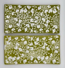 Crate & Barrel Akemi Floral 2 Serving Trays