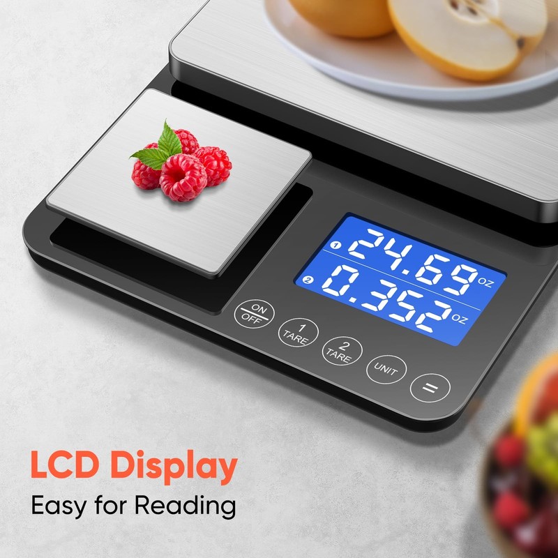 33 Lbs Dual Platform Digital Kitchen Food Scale Two Precision Surfaces gallery
