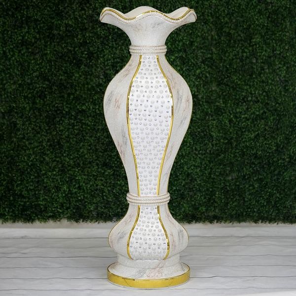 White Gold 40" Ceramic Pot VASE Marble Design MIRROR MOSAIC Party Decorations gallery