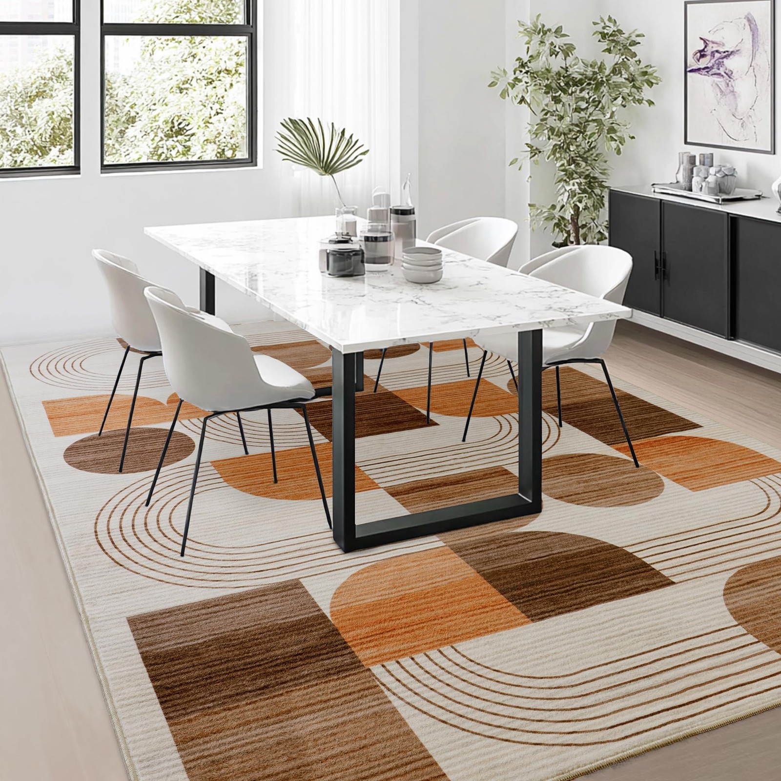 Area Rug 8x10 Feet Machine Washable Geometric Abstract Orange QDUIDU Large Soft gallery