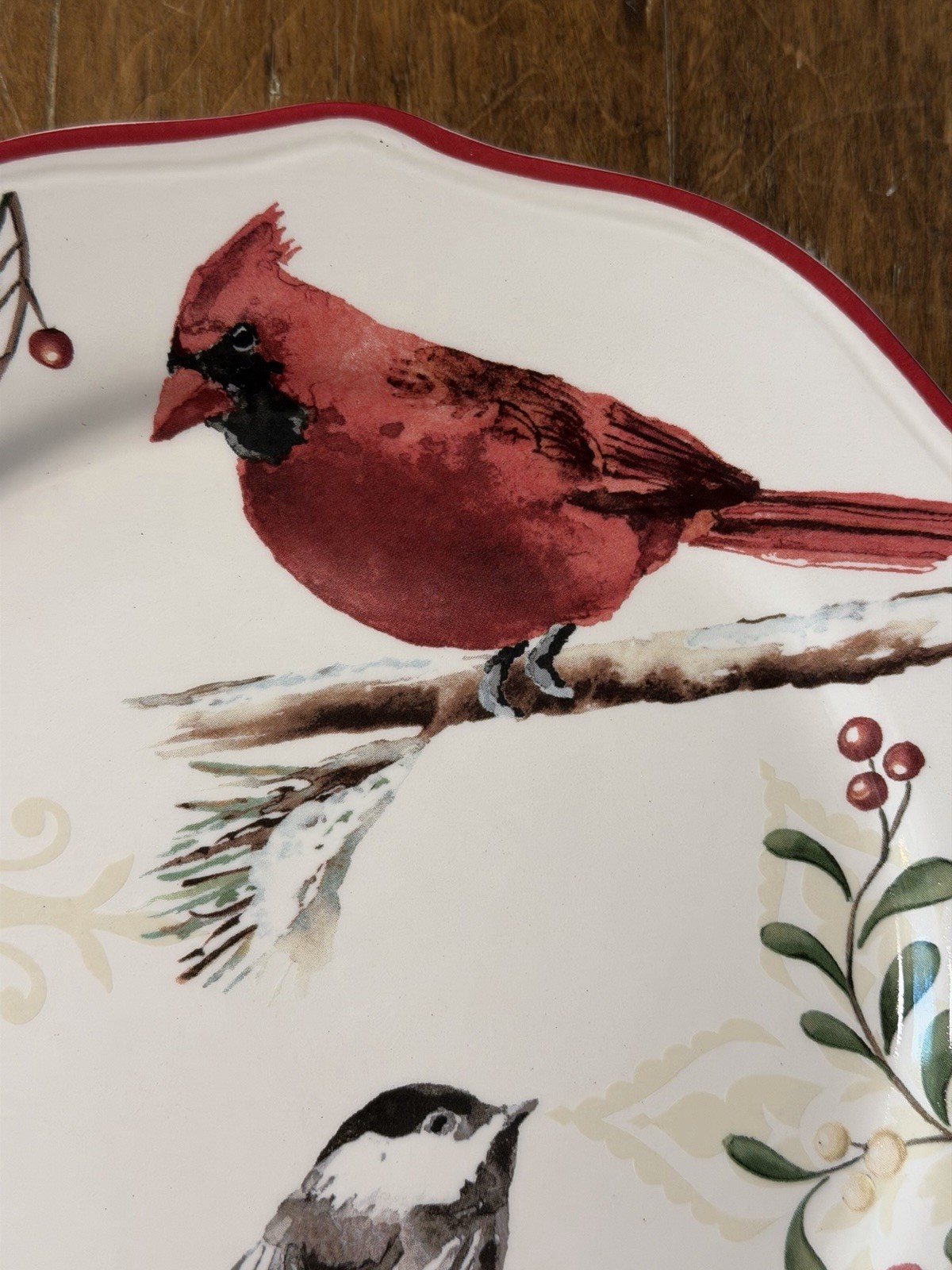 Better Homes & Gardens Cardinal & Chickadee Salad Plate Heritage Winter Forest gallery