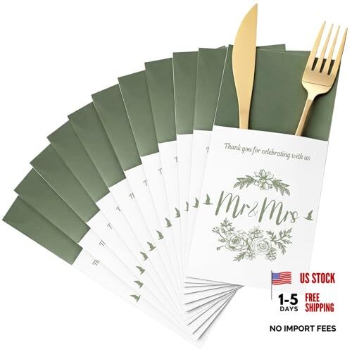 LemonRoad Pcs Wedding Silverware Bags Bulk Party Decorations 50 Sage Green gallery