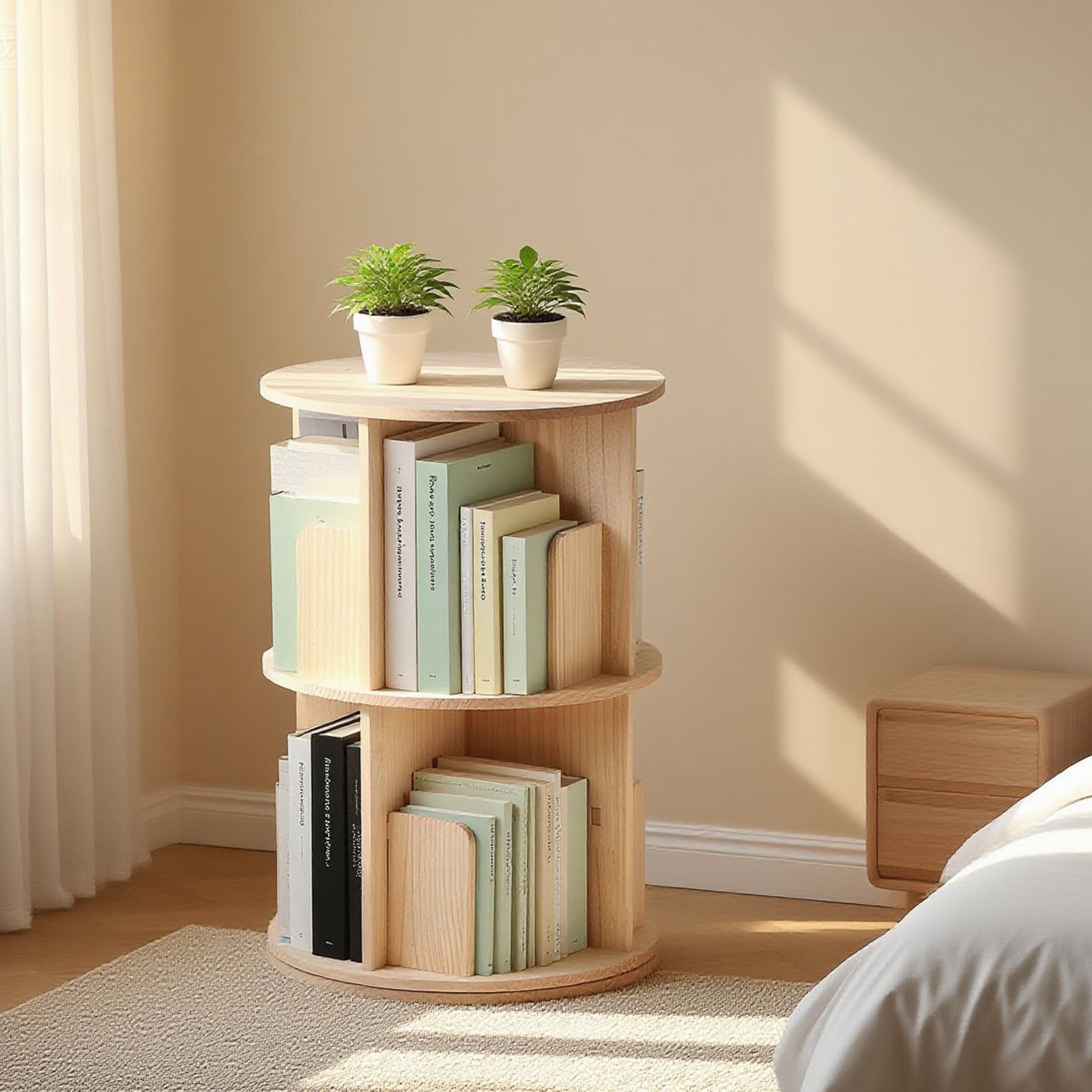360° Revolving Bookcase Rotating Stackable Shelf Floor-Standing Storage Display gallery