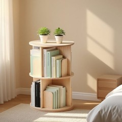 360° Revolving Bookcase Rotating Stackable Shelf Floor-Standing Storage Display