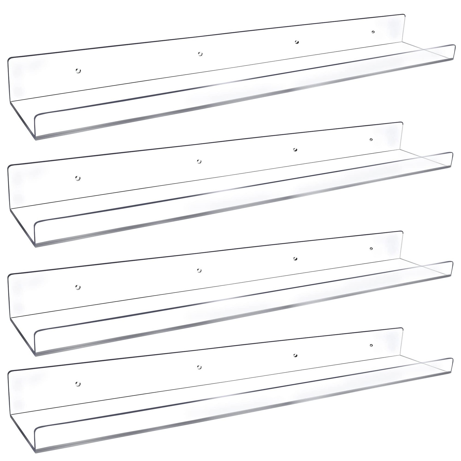 4 Pack 24-Inch Long Clear Acrylic Floating Shelves Wall Ledge Invisible Wall ... gallery