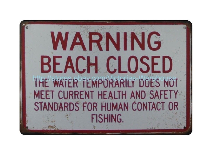 house interior decoration Warning Beach Closed metal tin sign gallery