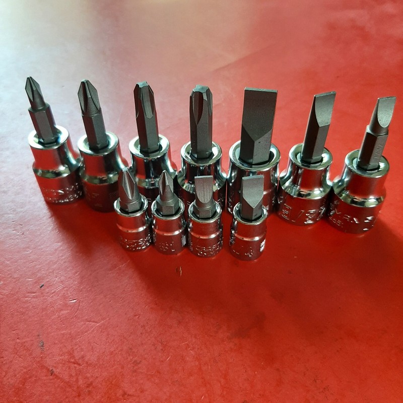 CRAFTSMAN 11pc 1/4 & 3/8" Phillips Flat Tip Screwdriver Bit Driver Socket Set gallery