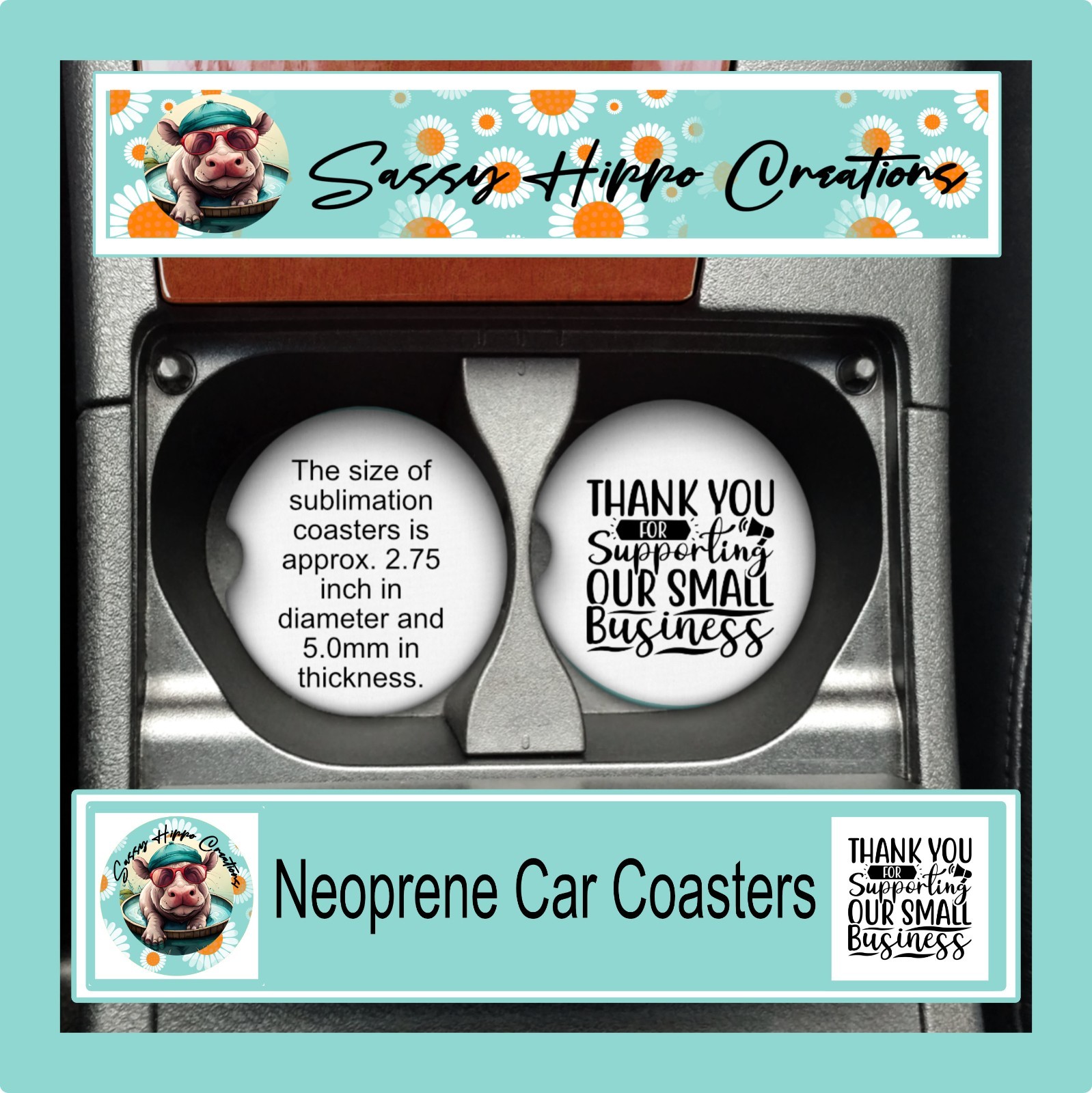 Car Coasters Cats Galore Crowd Kittens Cat Lady Life Set of 2 Neoprene Absorbent gallery