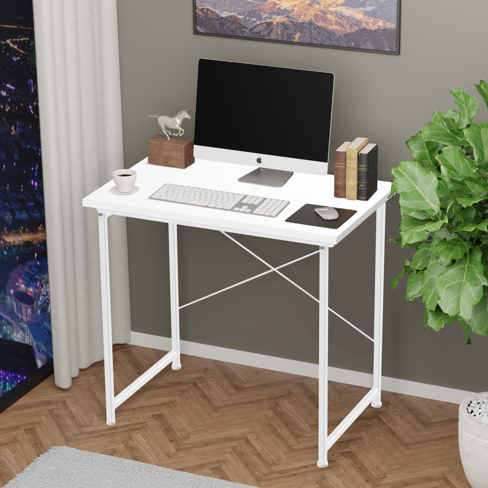 Computer Desk Home Office Work Study Writing Modern Simple Table with Headpho... gallery