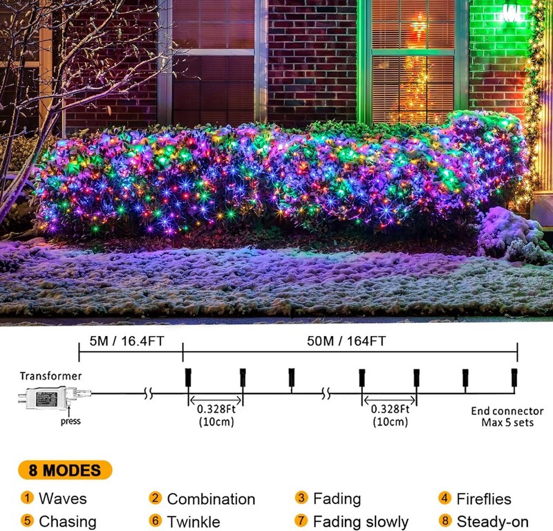 Multicolor 500LED Christmas String Lights 164ft Christmas Lights Waterproof gallery