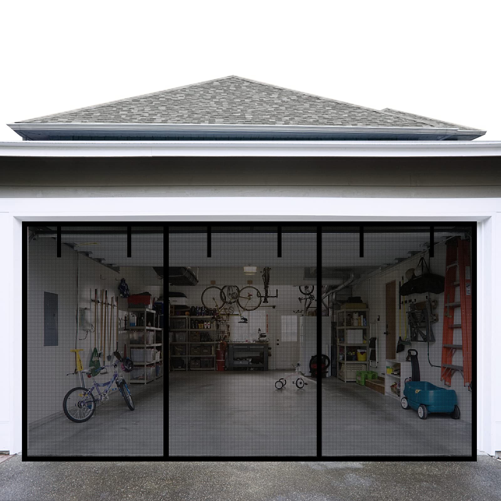 Garage Door Screen for 2 Car Garage, Sunmoxia 16x7Ft 16 x 7FT, Black gallery