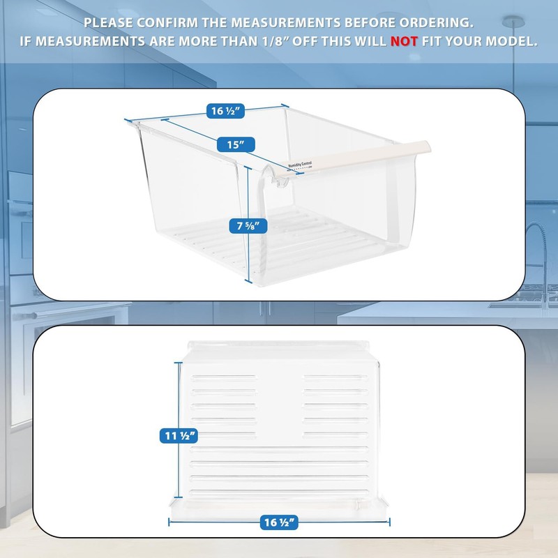 Whirlpool Upper Crisper Bin 2188656 - Premium OEM Compatible Refrigerator Part gallery