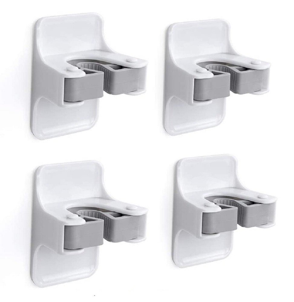 4-Pack Self-Adhesive Broom Holder Set – Wall-Mounted Mop and Broom Gripper Racks