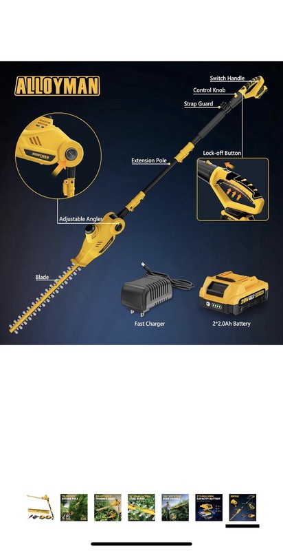 20V MAX Pole Hedge Trimmer,Telescoping Pole Hedge Trimmer,with 2 Packs 2.0Ah ... gallery