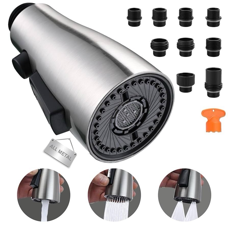 (UTD)Metal Kitchen Faucet Head Replacement, 3-Function Pull Down Spray Head gallery