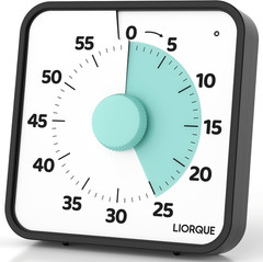 LIORQUE 60 Minute Visual Timer for Kids and Adults, Non-Ticking 7.5 Inch Large V
