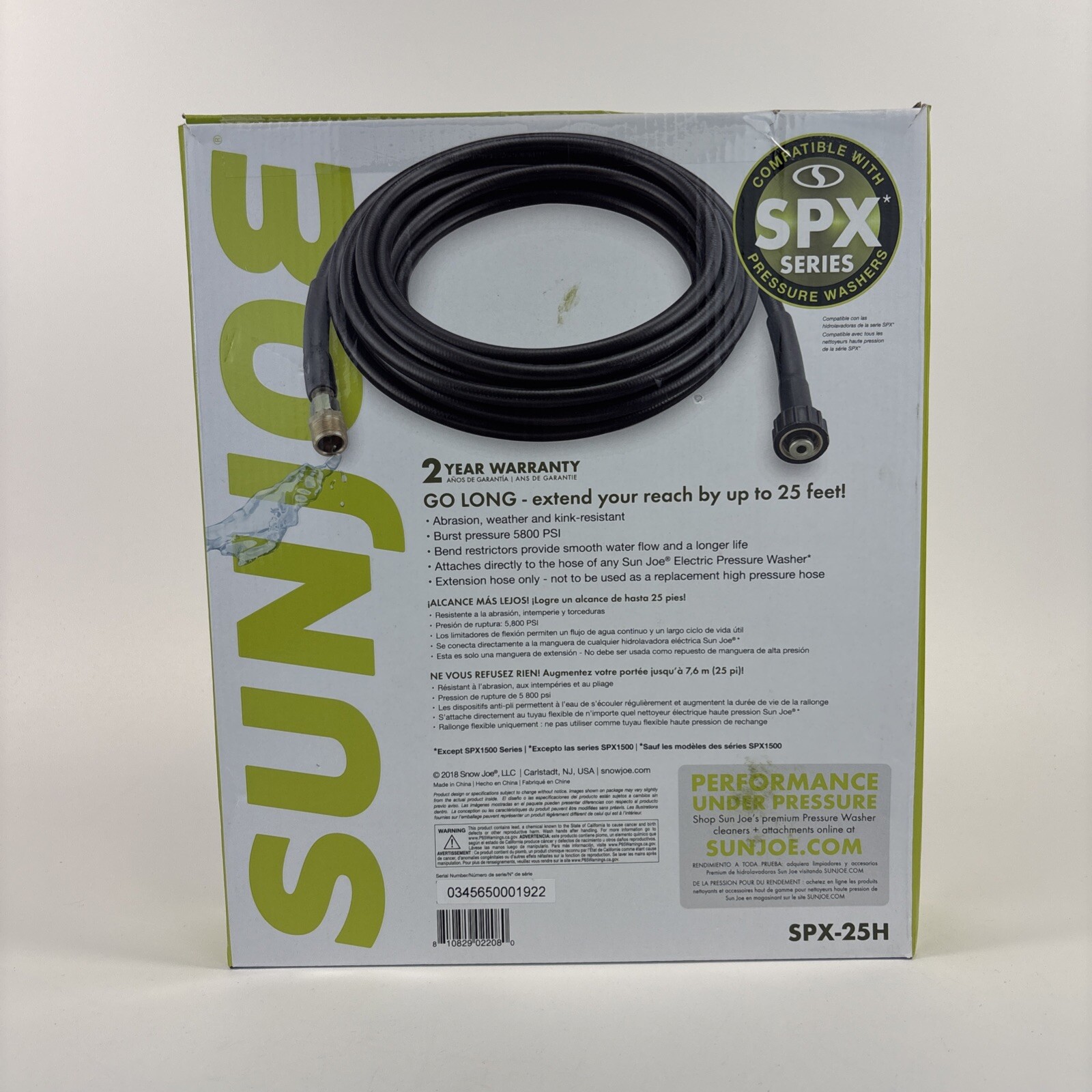 Sun Joe 25' Pressure Washer Hose Extension 25 Ft Medium Duty SPX-25H OEM Genuine gallery