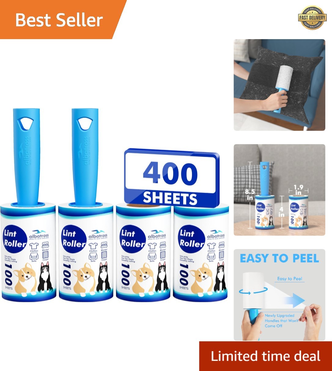 Ultimate 400 Sheet Lint Roller Set - Perfect Pet Hair Remover for Home & Travel gallery