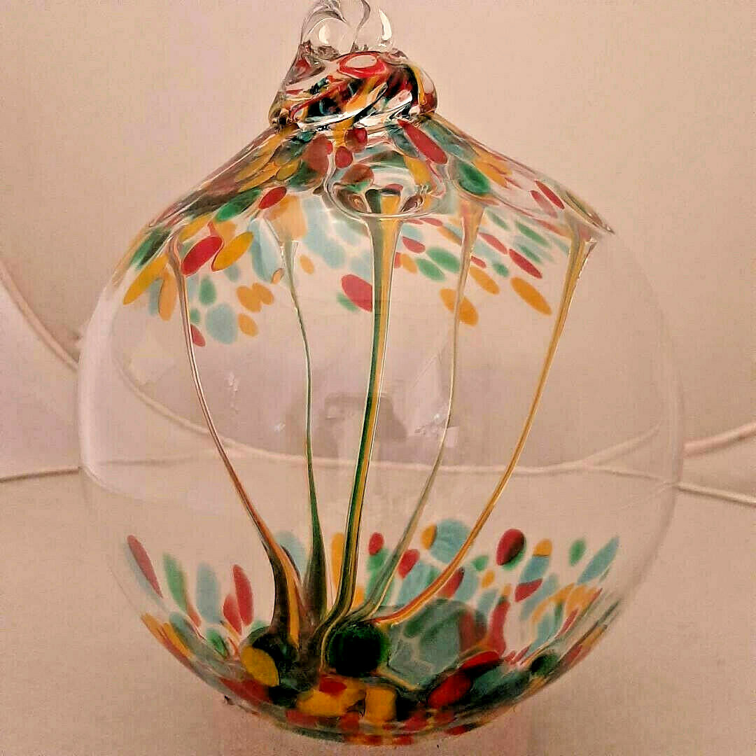 Hanging Glass Ball 6" Diameter "Summer Tree" Witch Ball (1) #25 SEE ALL PHOTOS! gallery