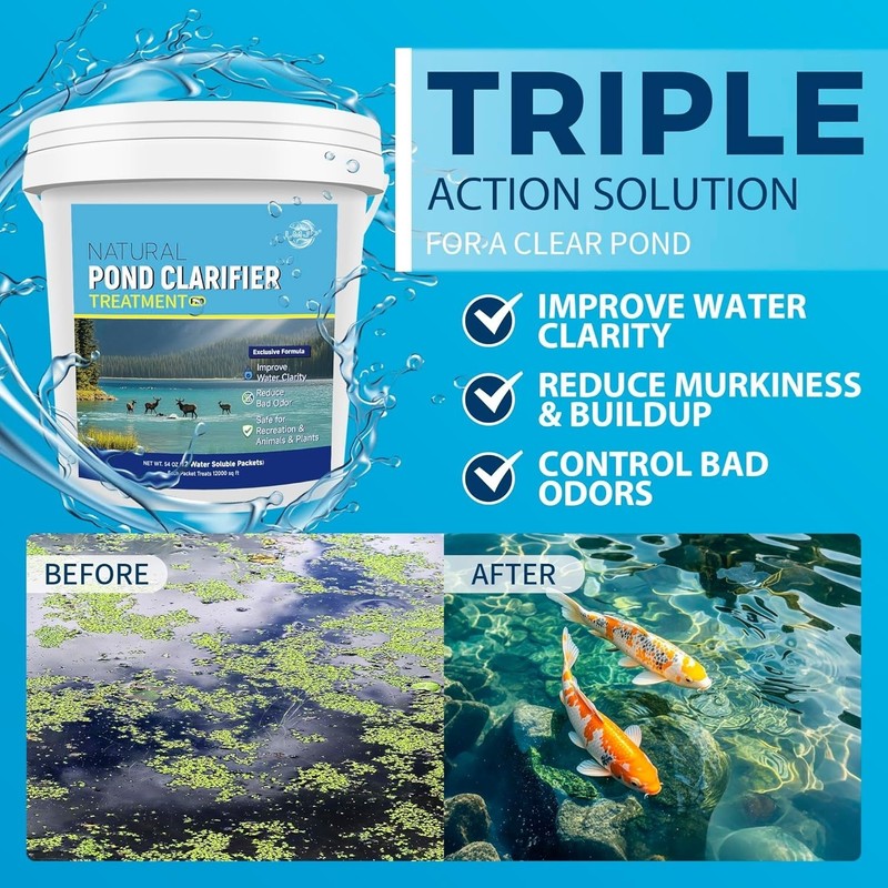 Pond Clarifier Treatment – 12 Packets Natural Pond Water Clear for Outdoor Lakes gallery