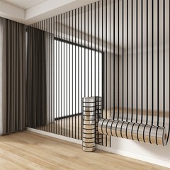 Self-Adhesive 3D Wall Decal-3D Grid Wallpaper, Silvery Mirror Stripes Wall Panel