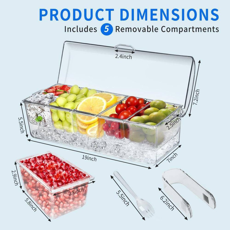 100 Oz. Plastic Condiment Servers with Ice Chilled, Lids for Serving Platters, F gallery