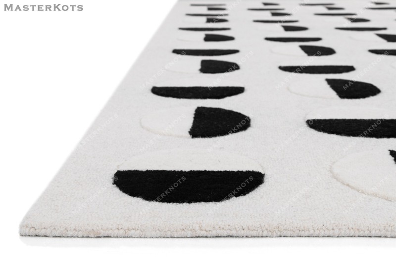Lunar Eclipse Black & White Hand Tufted 100% Wool Soft Area Rug Carpet. gallery