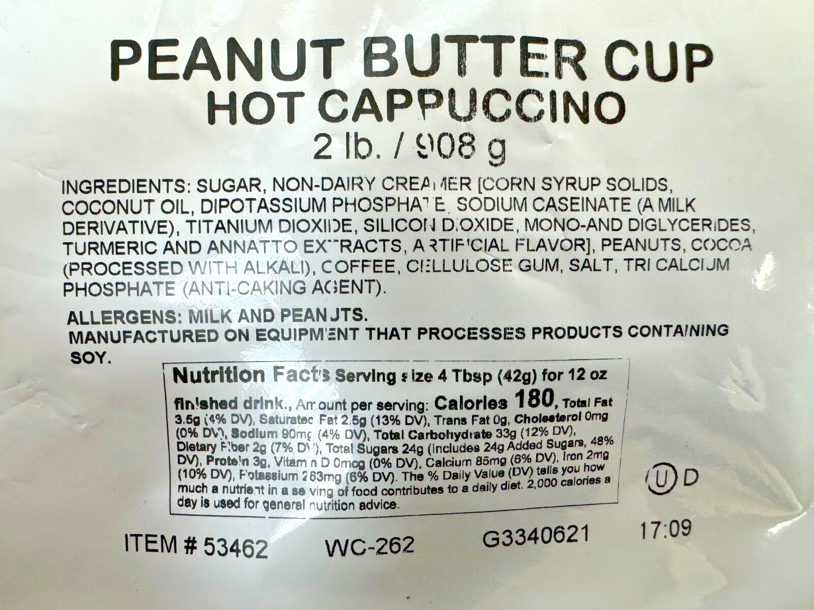 Peanut Butter Cup Hot Cappuccino Powdered Mix, 2lb Bag gallery