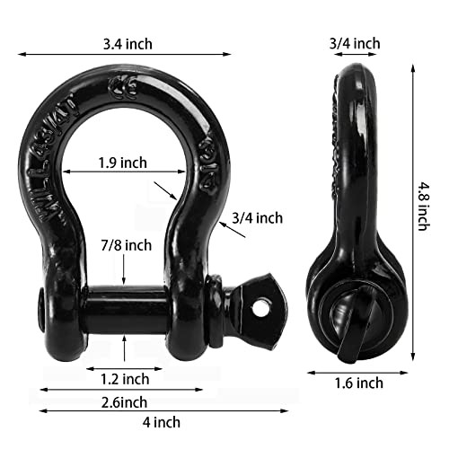 3 Pack D Ring Shackles 3/4" Shackle Rugged Unbreakable 28.5 Ton (57,000 Lbs) gallery