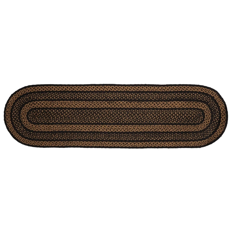Table Runner Black & Tan Jute Primitive 13x48 Oval Striped Kitchen VHC Brands gallery