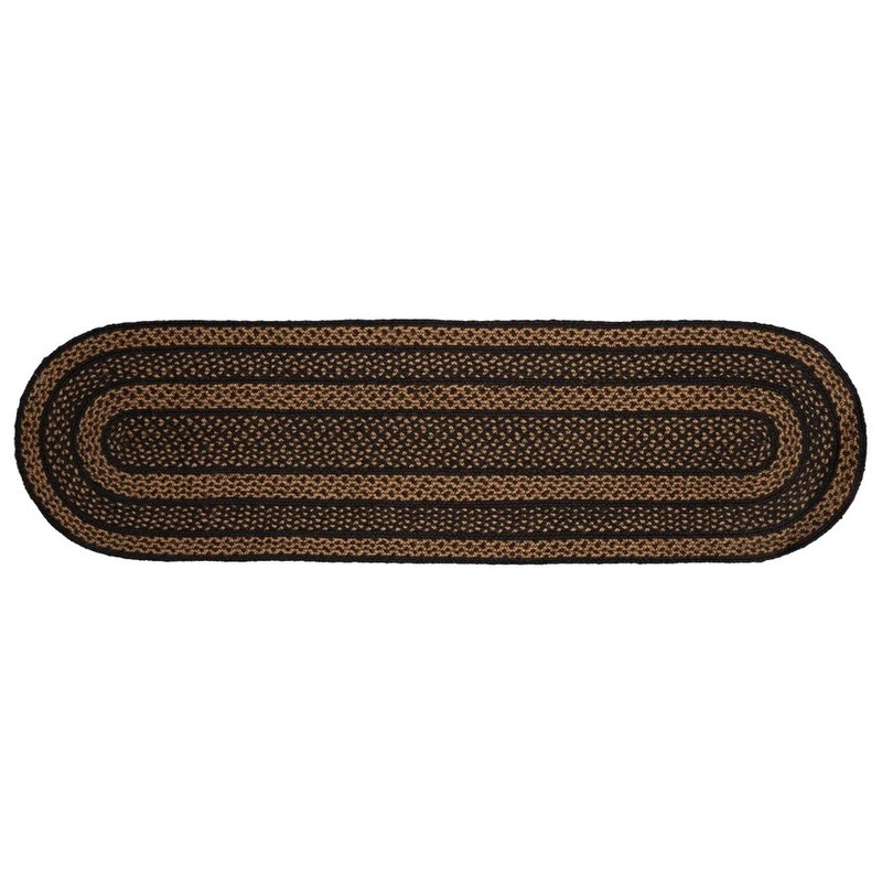 Table Runner Black & Tan Jute Primitive 13x48 Oval Striped Kitchen VHC Brands gallery