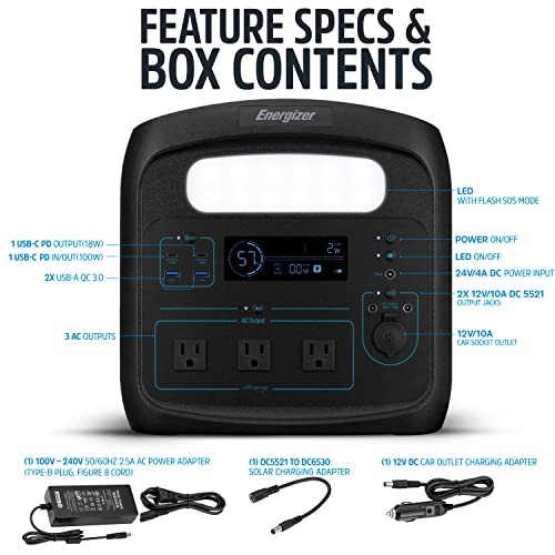 ENERGIZER 960W MAX PORTABLE POWER STATION LIFEPO4 SOLAR GENERATOR - ORANGE/BLACK gallery