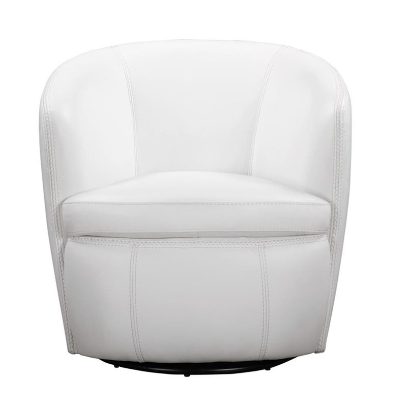 Pemberley Row Top-Grain Leather White Club Chair Circular Swivel 31"W x 28"D ... gallery