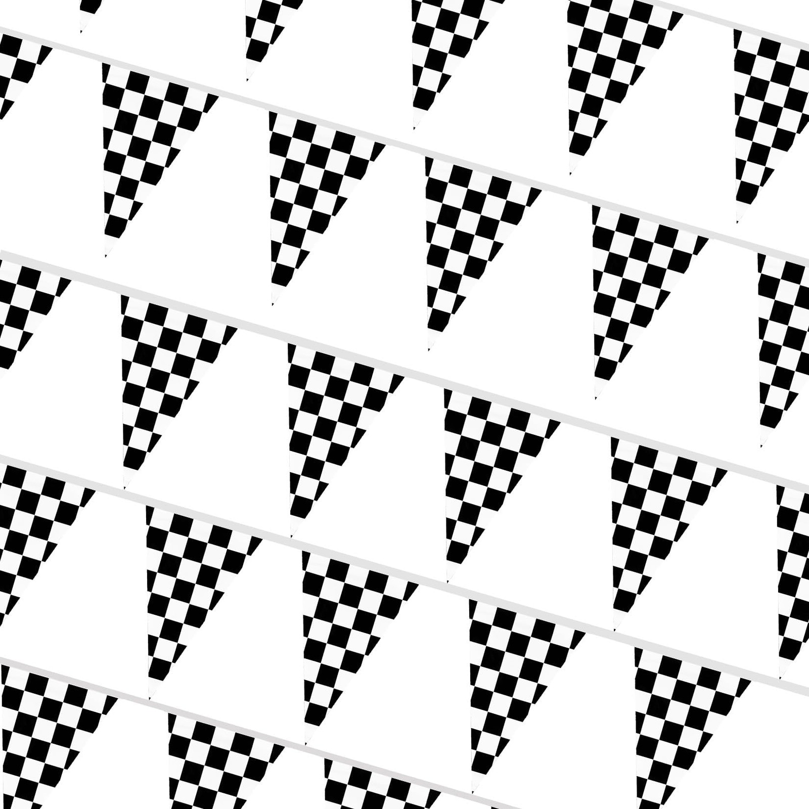 Checkered Flag Banner Black and White Racing Pennant Banner 98 ft gallery