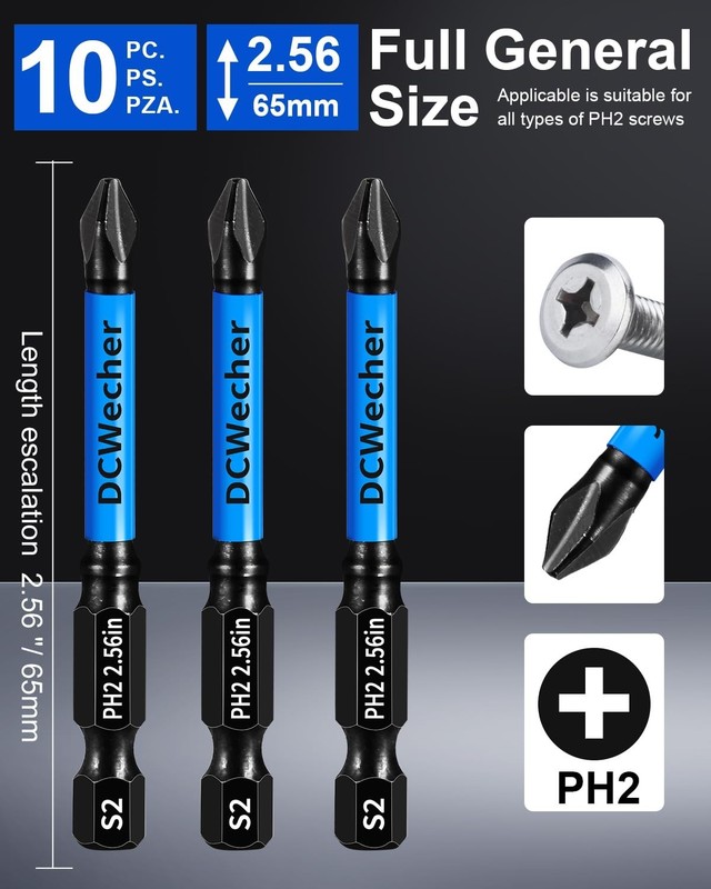 10-Pack 2 Phillips Bits for Impact Driver, 2.5-Inch Magnetic Drill Screwdriver B gallery