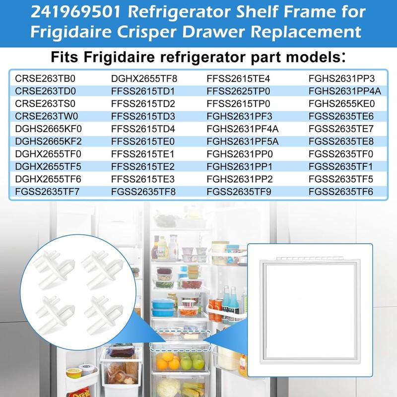 New 241969501 Shelf Frame without Glass Refrigerator Fit Frigidaire LFSS2612TF0 gallery