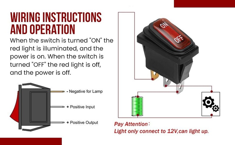 On/Off Power Switch for Razor - KCD1 Red Illuminated On-Off Switch for Razor gallery