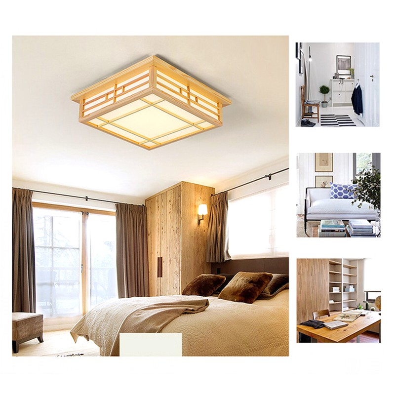 Modern LED Ceiling Light Wood Square Flush Mount Light Chandelier 45*45 cm USA gallery