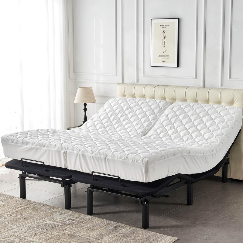 Kingnex Quilted Waterproof Split Top Queen Mattress Protector for Adjustable ... gallery