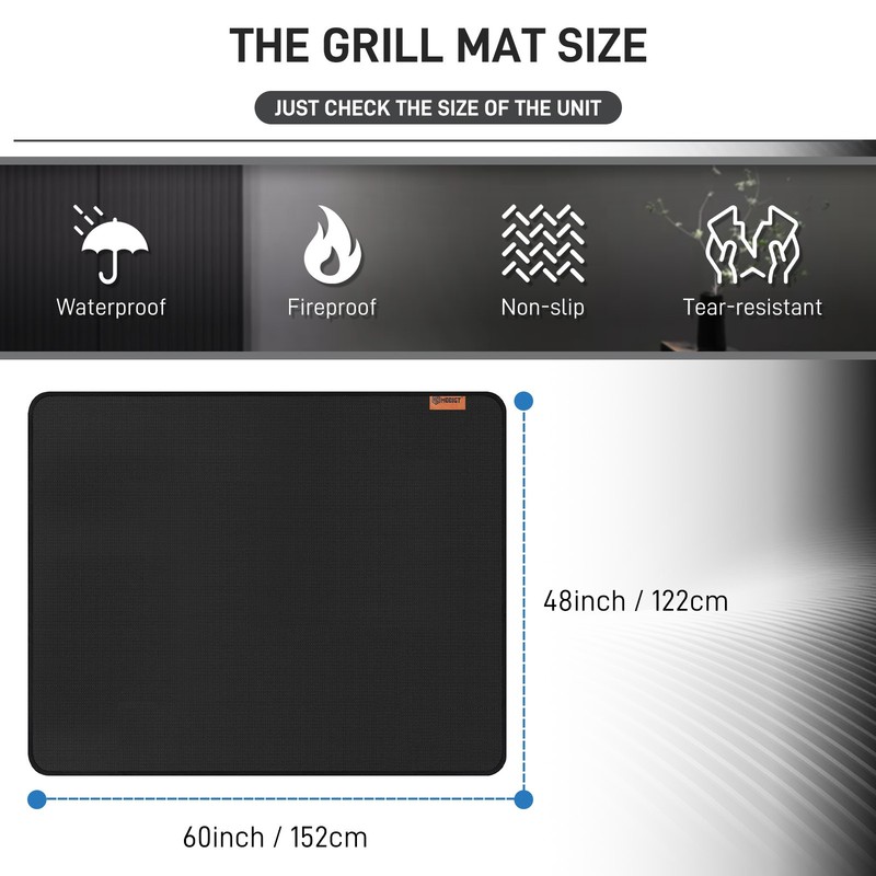 Fireproof Under Grill Mats 60"x48" for Outdoor Easy to Clean Reusable for Deck gallery